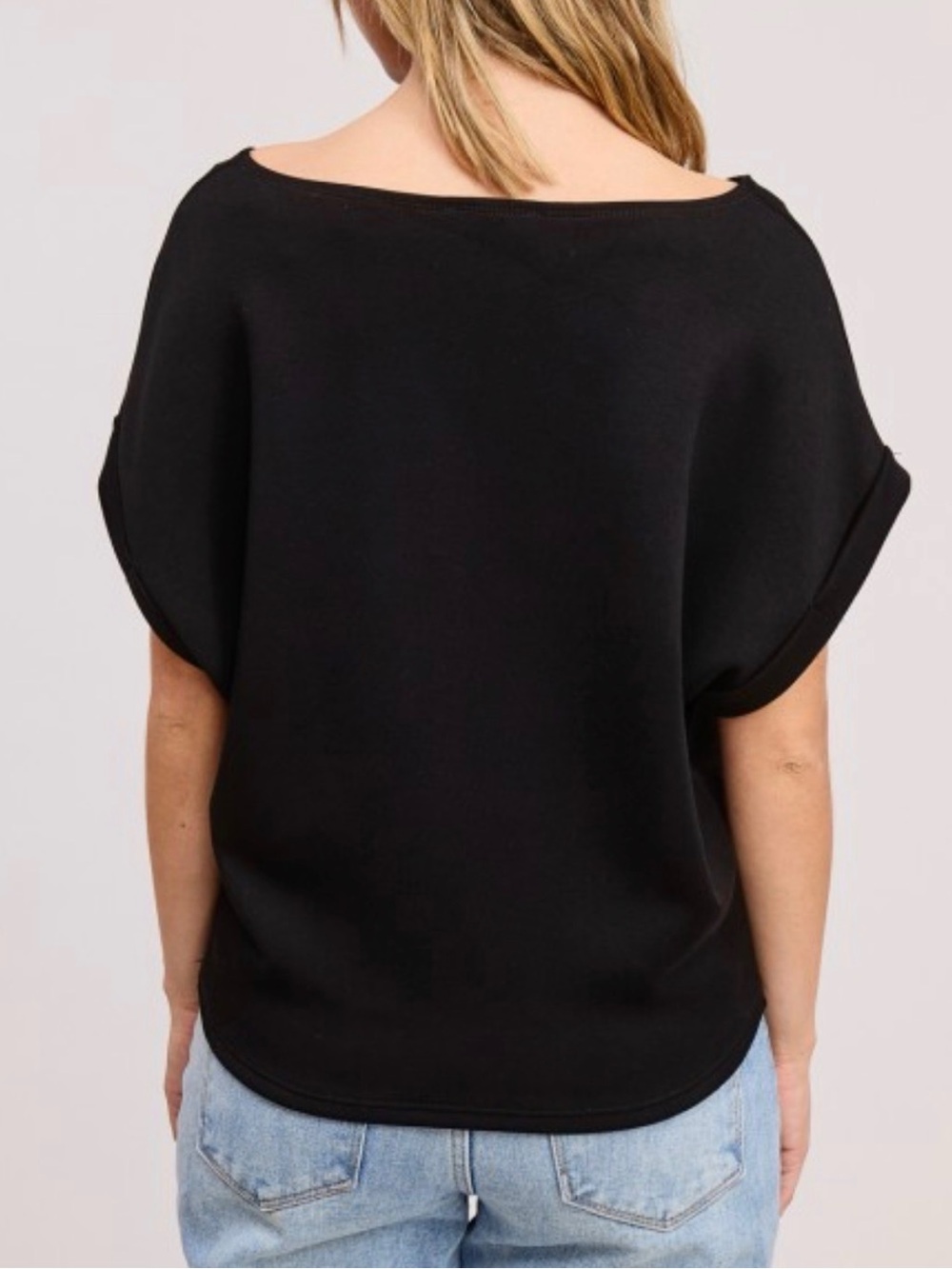 Charlotte Avery Black Short-Sleeve Rolled Cuff Tee - Picture 2 of 2